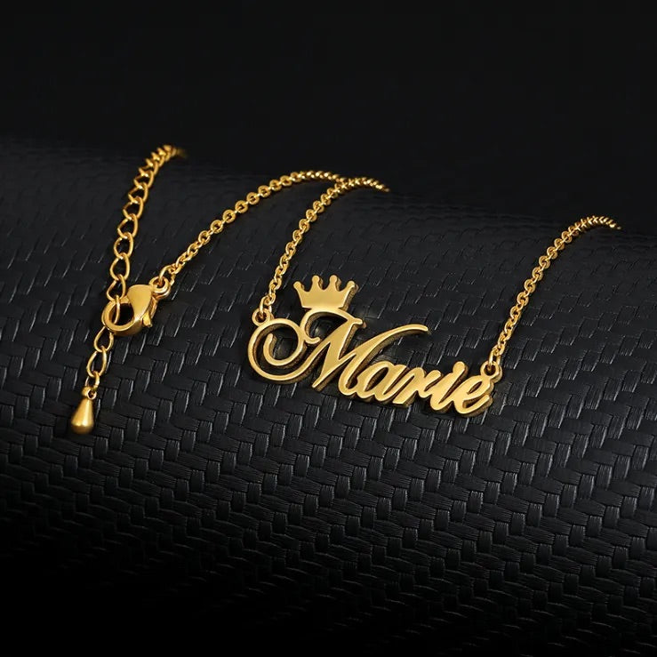 Jewenova Custom Name Necklace 18K Gold Plated Nameplate